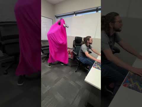 OFFiCE DANCE PARTY!! Pink rainbow ghost celebrates spacestation animation NEW CARTOON THiS WEEKEND!!