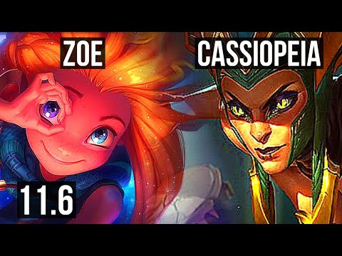 ZOE vs CASSIOPEIA (MID) | 11/1/6, 1100+ games, Legendary, 1.4M mastery | KR Grandmaster | v11.6