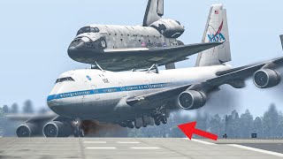 B747 Space Shuttle Landing Gear Failure