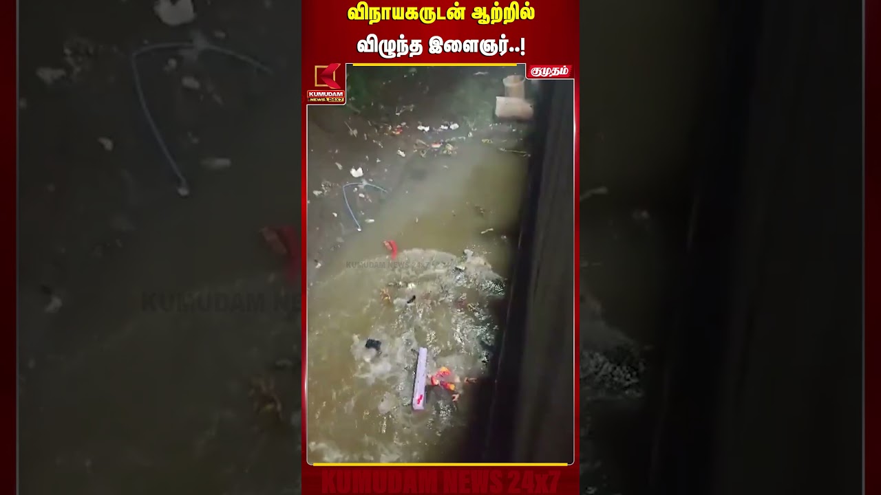 ஒரே நொடியில் எல்லாமே தலைகீழ்..! விநாயகருடன் ஆற்றில் விழுந்த இளைஞர் | Vinayagar Chaturthi |ViralVideo