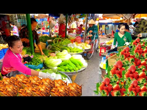 Best Vietnam street food Morning Market Tour//Tropical fruit paradise; vegetable; meat, ...ENJOY