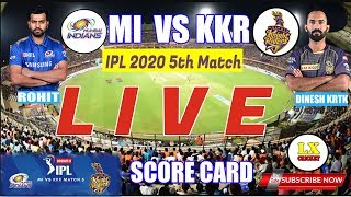 LIVE Cricket Scorecard - MI vs KKR | IPL 2020 - 5th Match | Mumbai Indians vs Kolkata Knight Riders