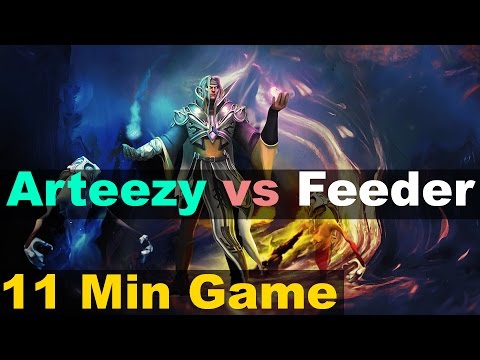 Rampage in 3 Minutes Arteezy vs Feeder WTF 11 Min Game Invoker 29 Kills 1175 GPM — Dota 2
