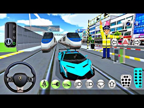 Lamborghini Police Driver vs Bullet Train Railway Station In 3D Driving Class - Android IOS Gameplay