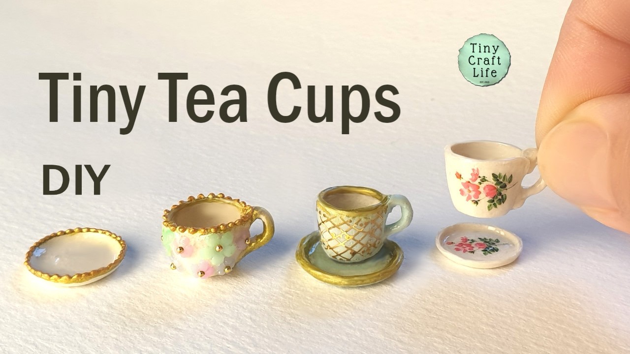 Teeny TINY Tea Cups In Miniature Made With PAPER Clay #AfternoonTea #HighTea