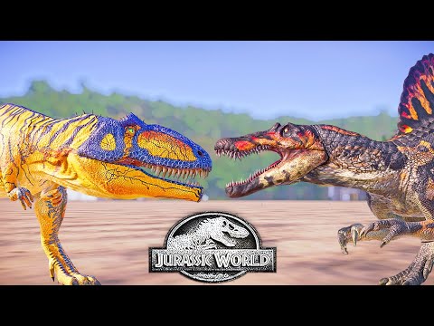 Spinosaurus VS Giganotosaurus, Canyon T REX, Carcharodontosaurus - Jurassic World Evolution