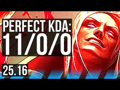 VLADIMIR vs ZED (MID) | 11/0/0, 8 solo kills, Legendary | KR Master | 25.16