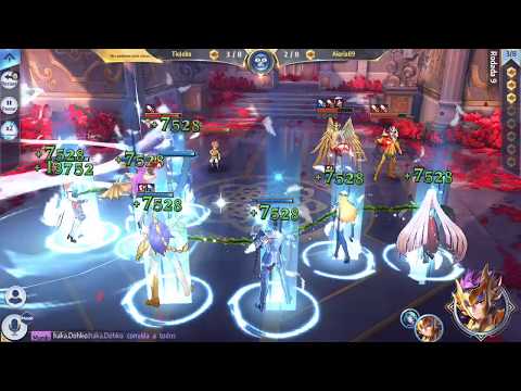 Time Milo de  ESCORPIÃO tá um absurdo - Saint Seiya Awakening