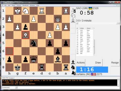 3 minute chess #309: GM Andrey Sumets vs IM Greg Shahade (SORRY NO SOUND!!!!)
