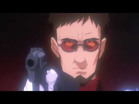 Neon Genesis Evangelion trailer still with Eva units advancing through the Geofront