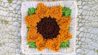 Crochet Sunflower Granny Square Tutorial