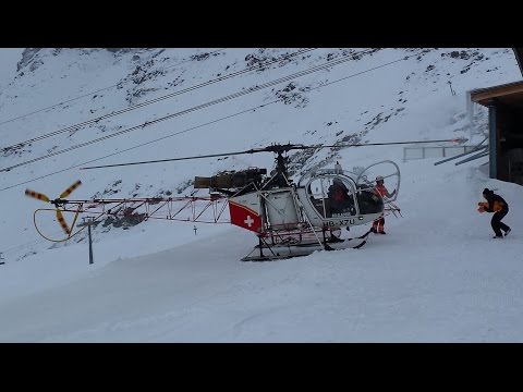 Air Glaciers Helikopter Start in Zinal/Wallis (Lama/HB-XZU)