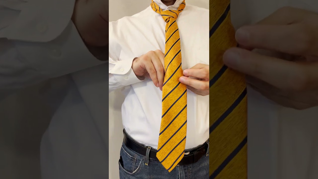 Men's Striped Necktie Gold Navy Blue - How to wear a necktie