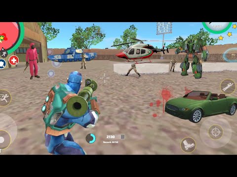 Rope Hero: Vice Town (Rope Hero With RPG) Car Robot Entangled in Army Base - Android Gameplay HD