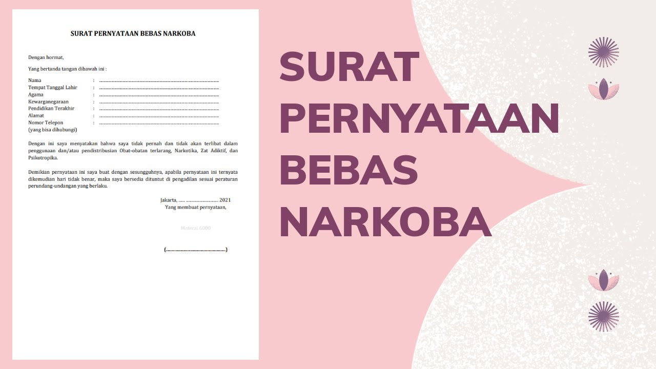 Surat Pernyataan Bebas Narkoba
