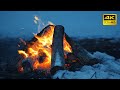 A Crackling Campfire During A Windy Winter Night 10 HOURS 50FPS Cozy Fireplace 4K For Sleeping