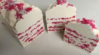making strawberry ice cream slice cold process soap