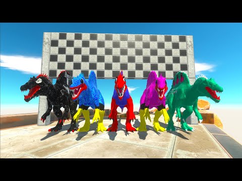 Spinosaurus Speed ​​Race Champions Villain vs Superman Team T-rex - Animal Revolt Battle Simulator