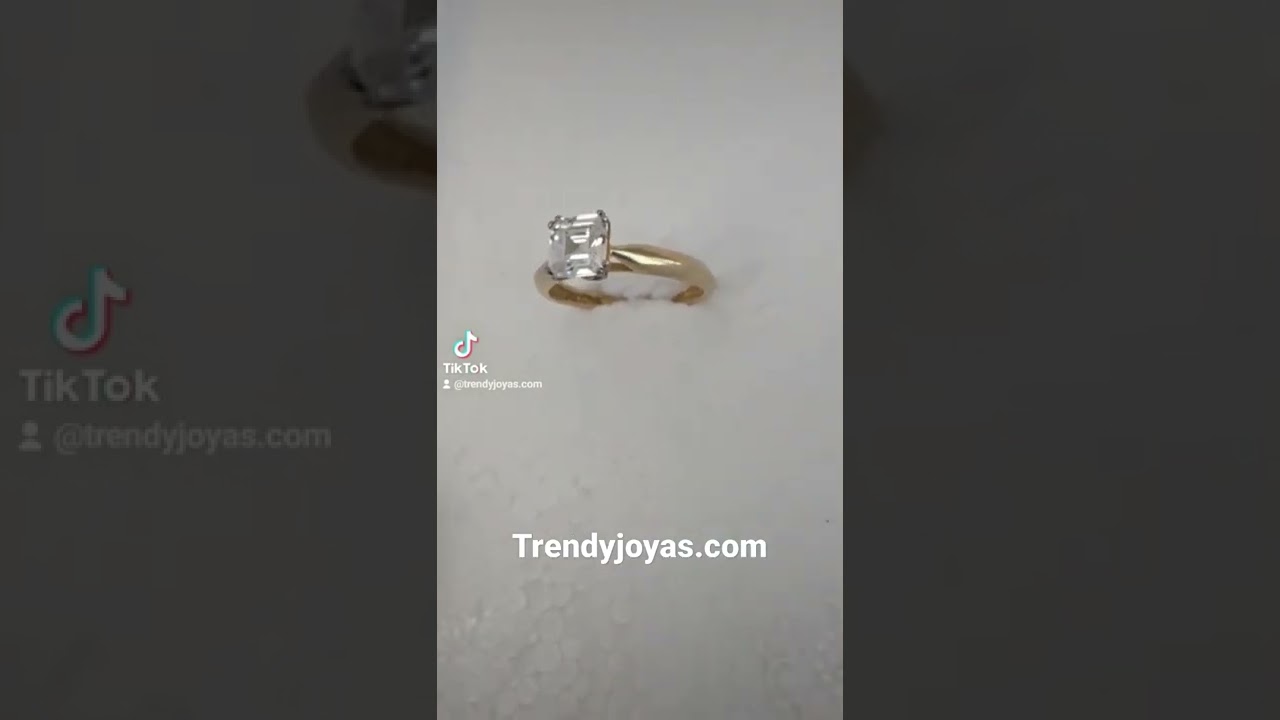 Anillo corte princesa de oro 10k. trendyjoyas.com