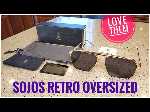 Vídeo relacionado con SOJOS Gafas de sol cuadradas de gran tamaño vintage para mujeres, gafas de sol de lujo retro para mujeres protección UV400 SJ2194C6