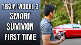 First Time trying Tesla Model 3 Smart Summon. | Tesla Tom