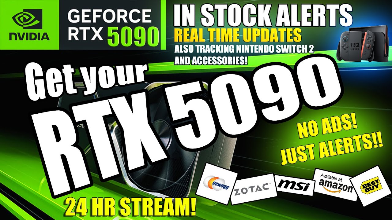 🔴 FASTEST LIVE IN STOCK ALERTS RTX 5090, Nintendo Switch 2 tracker pre-orders!