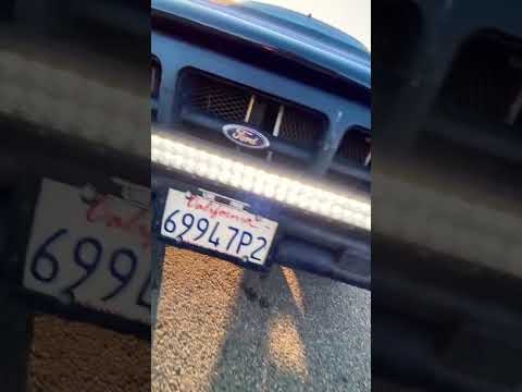 LED light bar on my welded pipe front bumper ford ranger offroad truck. Bright light