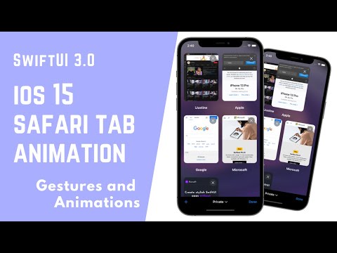 SwiftUI 3.0: iOS 15 Safari Tab Animation With Gestures - Drag Gesture - Xcode 13 - Animations