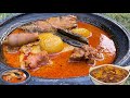 A Special Way of Making AUTHENTIC GHANA PALM NUT SOUP | ASSORTED MEAT & FISH PALM NUT SOUP & FUFU