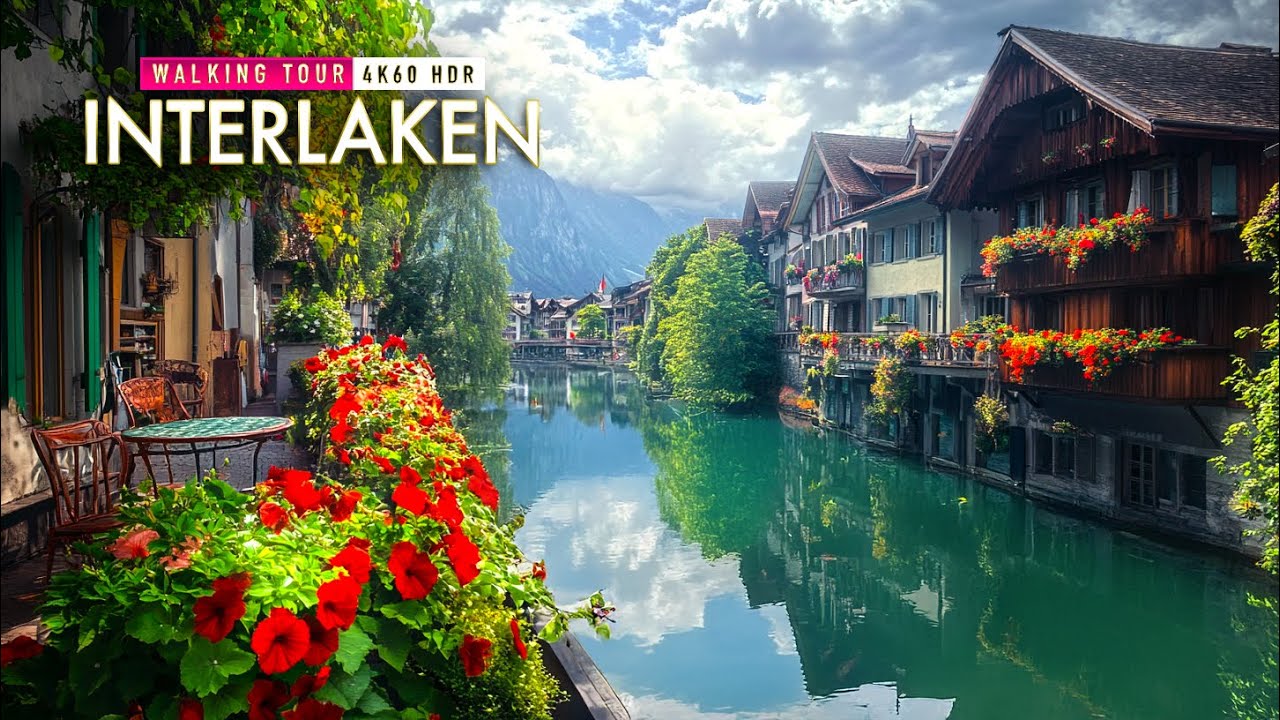 Interlaken in the Rain | The most beautiful places in Switzerland! | Walking Tour 4k