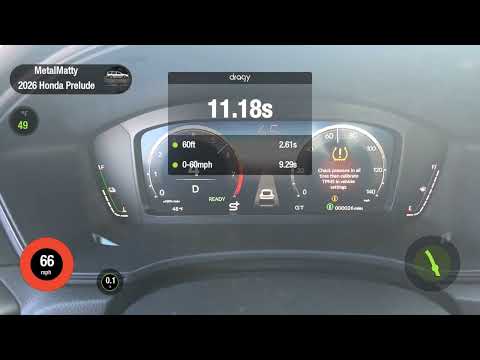 Thumbnail for 2026 Honda Prelude 0-60 MPH and Quarter Mile in "GT" Mode with S+ On #acceleration #hondaprelude2026 by Honda Prelude