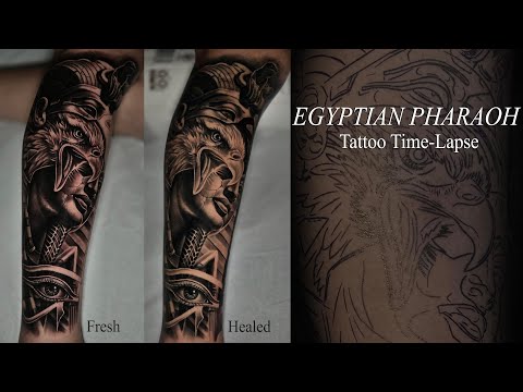 EGYPTIAN PHARAOH | Black and Grey Realism | Tattoo Time-lapse