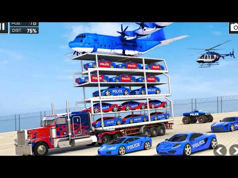 US Police Limousine Transporter Truck - Helicopter Multi Level Car Driver - Android GamePlay #6