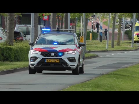 2X Politie B Klasse en 1X KMAR Seat met spoed onderweg naar Meldingen in Velserbroek