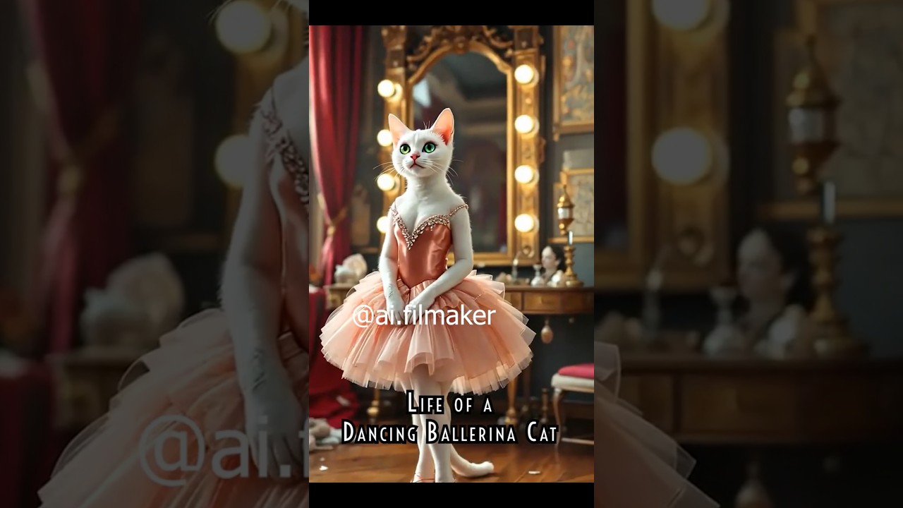 ✨Life of a Dancing Ballerina Cat – AI Fantasy Short Film 🐾💃#aishorts #cat #ai #catvideos #catshorts