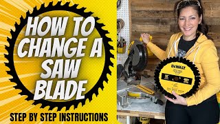 HOW TO CHANGE A MITER SAW BLADE (QUICK & EASY Step by Step Instructions) DeWalt 12" DWS715 Guide
