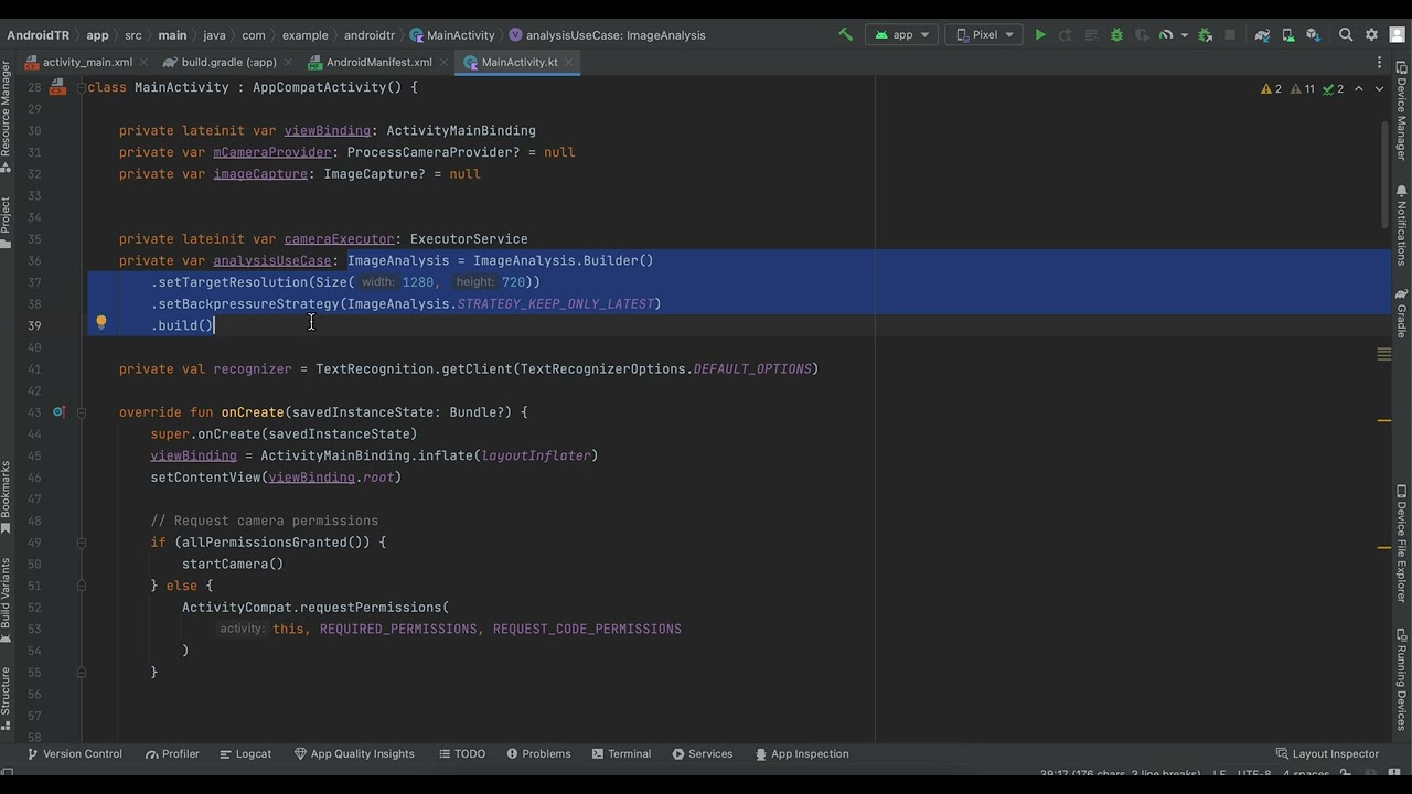 Native Android Mlkit Text Recognition CameraX