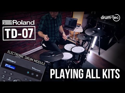 Roland TD-07KV electronic drum kit Playing ALL KITS sound demo