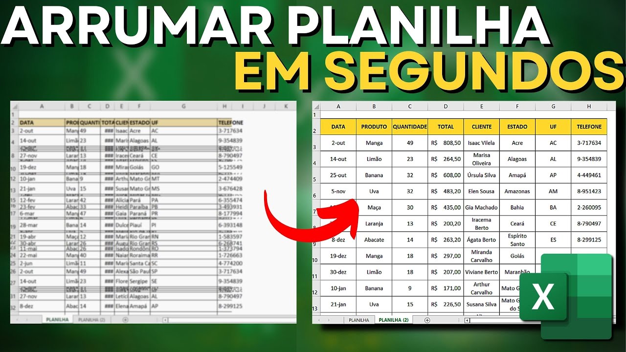 Ajustar Linhas e Colunas no Excel de forma Automática | Arrumar Planilha Desorganizada