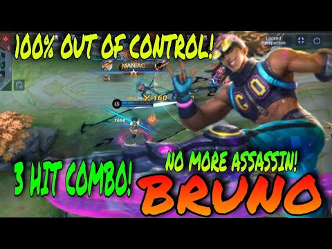 BRUNO LANG SAKALAM! 3 HIT COMBO! | 100% OUT OF CONTROL BRUNO! | Hept Plays | MLBB