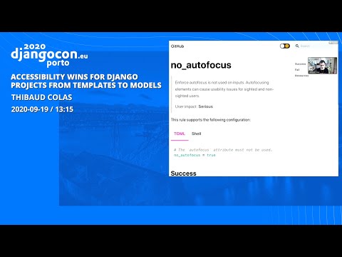 DjangoCon 2020 | Accessibility wins for Django projects - Thibaud Colas thumbnail