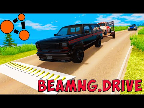 Cars vs Police Spike Strip #1 - BeamNG Drive