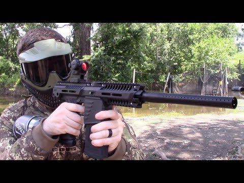 New Planet Eclipse Magfed paintball shooting video - Emek MG100 Paintball