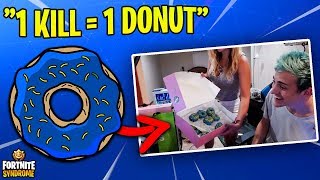 NINJA TAKES ON THE DONUT CHALLENGE w/ WIFE! (1 kill = 1 donut)