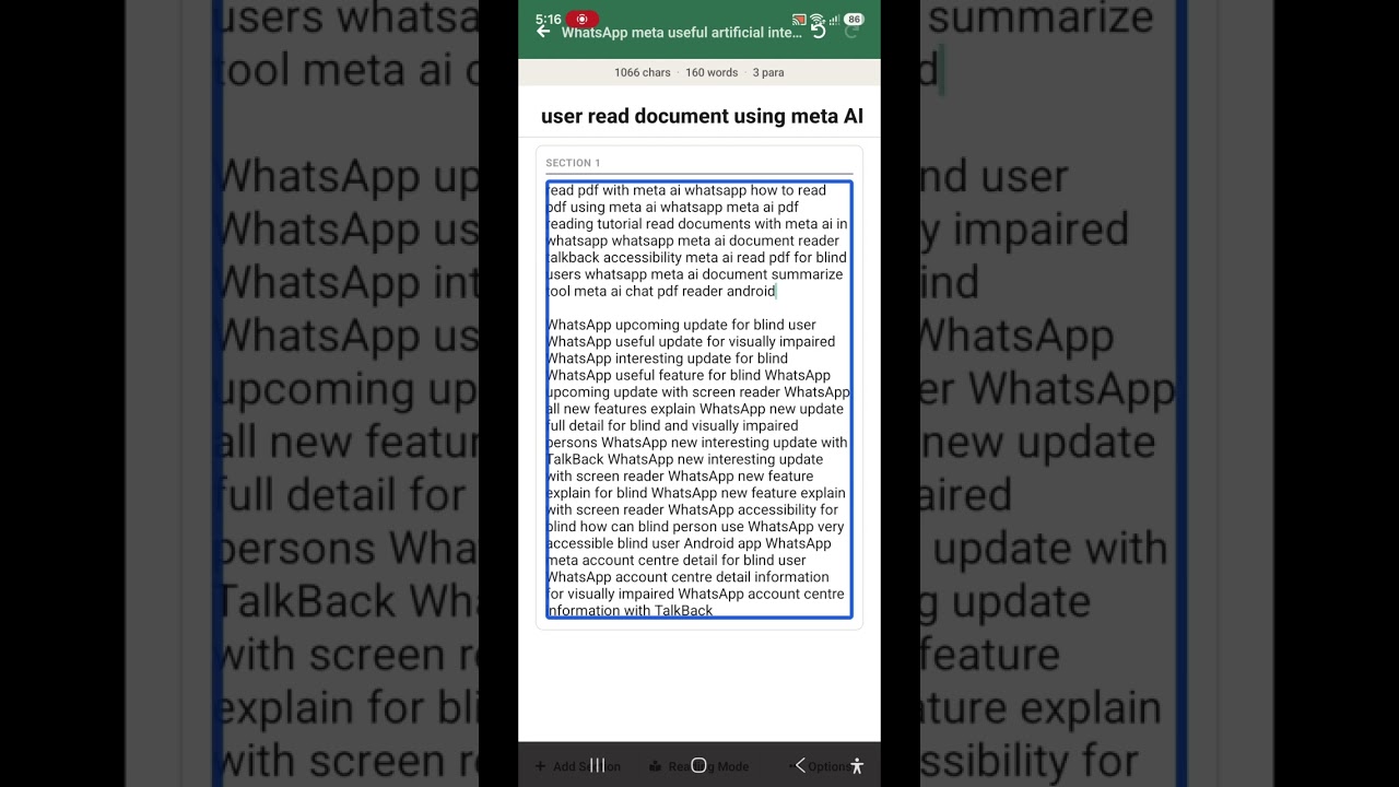 WhatsApp meta AI useful special trick for blind Read document with WhatsApp  AI  