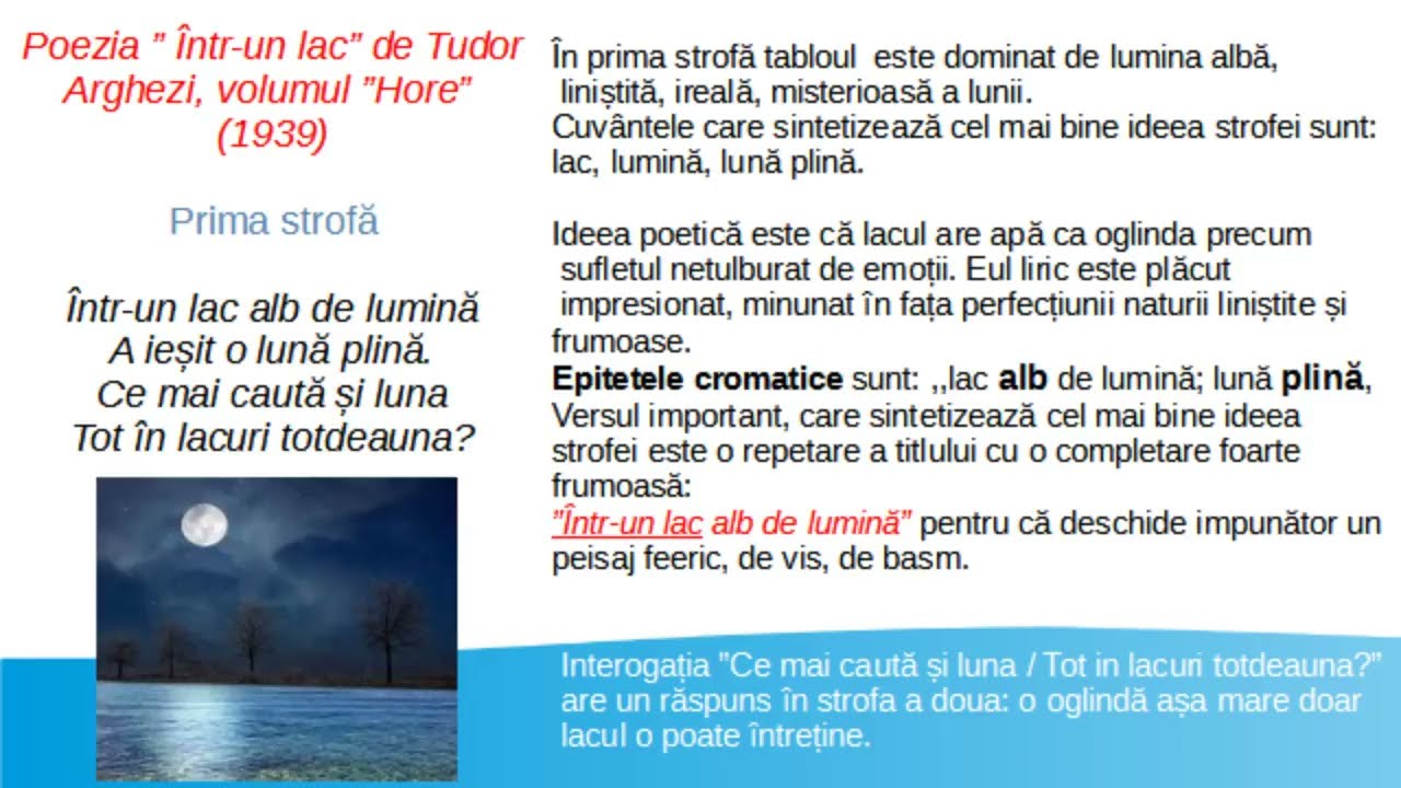 Watch Intr un Lac De Tudor Arghezi Comentariu Now ” Într-un lac” de Tudor Arghezi, vol ”Hore”, COMENTARIU, particularit??i, idei, limbaj
