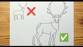 How to draw AMERICAN ELK Easy for kids