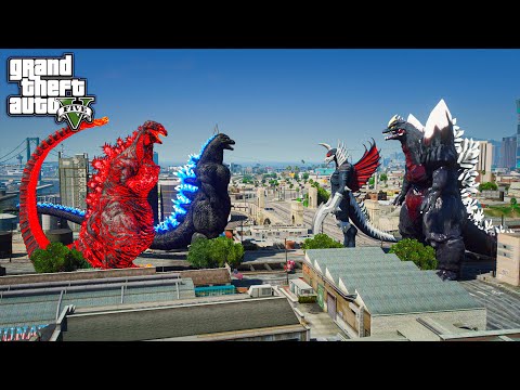 Shin Godzilla, Heisei Godzilla vs Spacegodzilla, Gigan ( GTA V Mods )