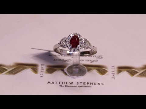 #70276 | R0.62ct/D0.32ct | Oval Ruby & Diamond Ring | Set in Platinum