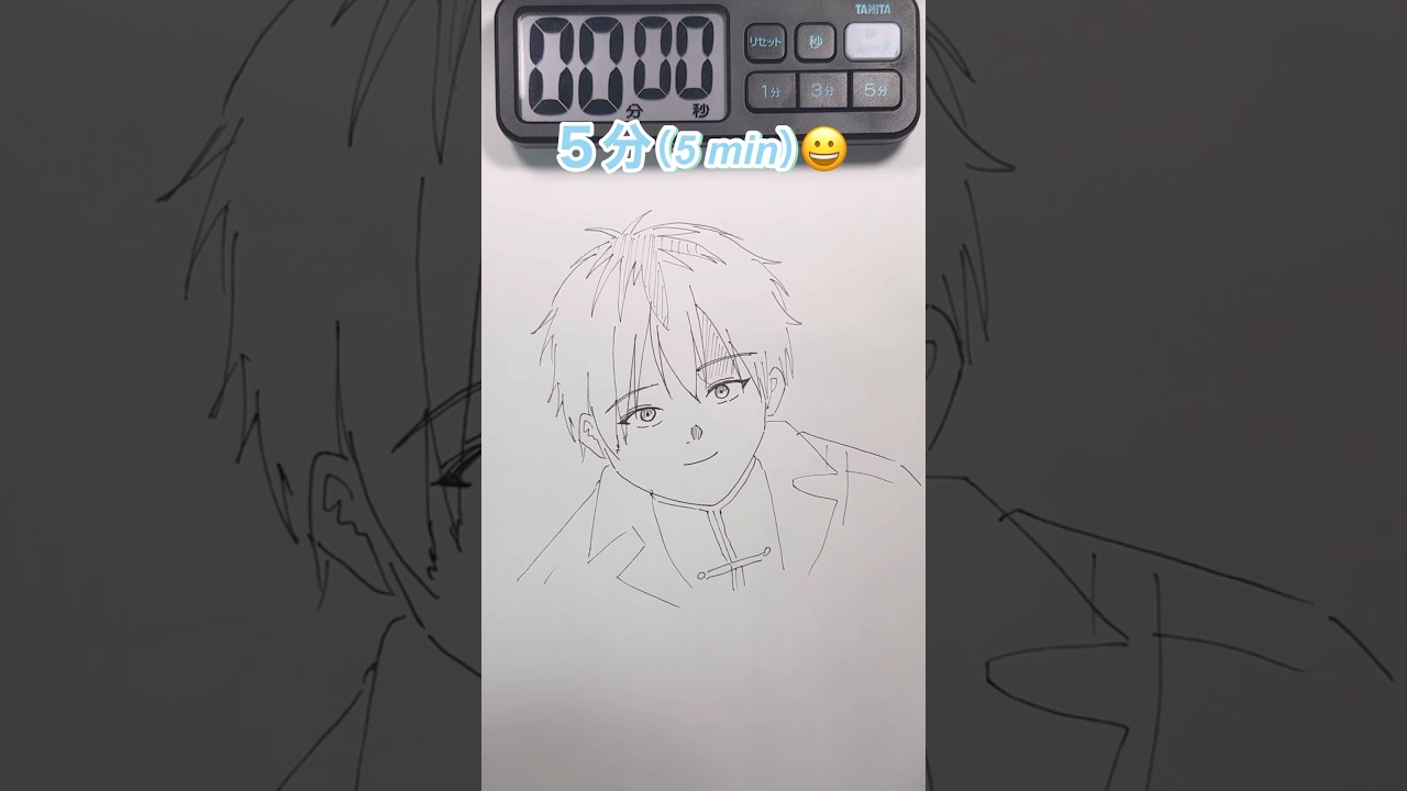 シュタルクを5秒、10秒、1分、5分で描く【葬送のフリーレン】 How to draw Stark  in 5sec,10sec,1mins,5mins #frieren #shorts